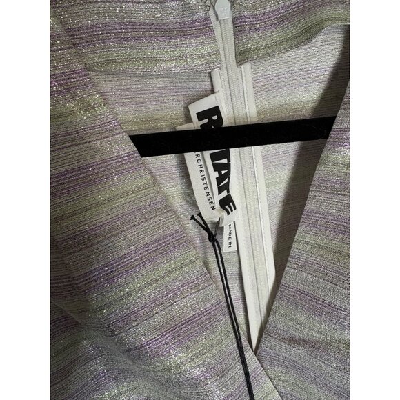 NWT ROTATE Wrap Effect Metallic Mini Dress Purple-sz 38 (US 8) - Picture 6 of 13